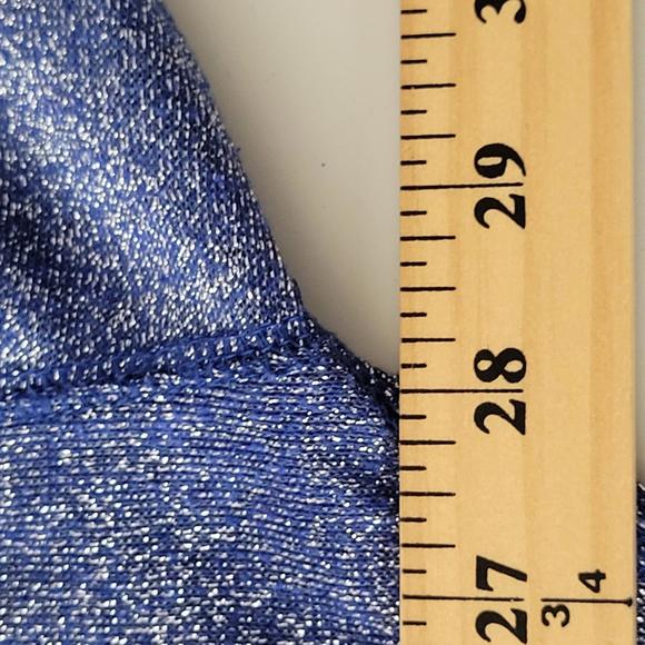 a.n.a Blue Metallic Lightweight Knit Long Sleeve High Low Sweater Women Sz XL - Picture 4 of 9